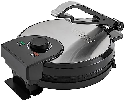 10inch Tortilla Press, 1200W Roti Maker Chapati Maker Machine, 200-260°C Temperature Range Cast Iron Tortilla Press Double-sided Heating, Non-Stick Coating
