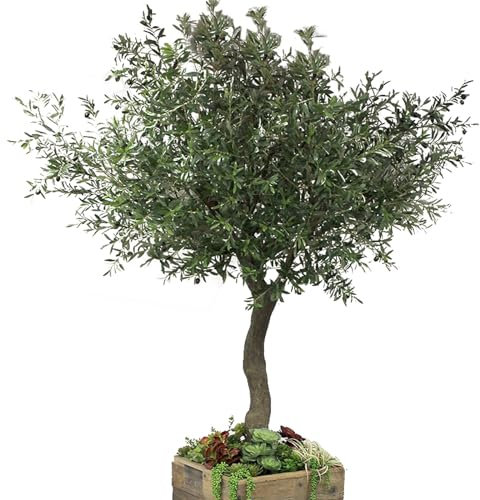 KIBONCY Simulación de Olivo, árbol Artificial, árbol de Seda Falso, Grandes Ramas de Olivo de imitación, Frutas para decoración Moderna de Oficina(0.6m/23.6in/2.0ft)