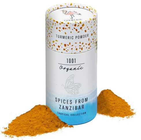 1001 Organic Kurkuma-Pulver aus Sansibar (45 g) - frischer Kurkuma gemahlen - aromatisches Gewürz - Curcuma - Turmeric Powder - für Goldene Milch - ideal für asiatische Gerichte