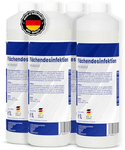 Mr. Perfect® alkoholisches Flächendesinfektionsmittel 4x1L - Hochwirksame Flächendesinfektion mit Alkohol - Ideales Desinfektionsmittel für alle glatten Oberflächen