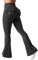 YEOREO Damen Flare Leggings mit Pockets Scrunch Butt Sport Leggings Hohe Taille Bootcut Leggings Workout Gym Yoga Casual Schwarz XL