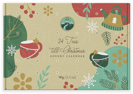 Tee Adventskalender 2024 von Alpi Nature, Weihnachten Tee Geschenkset, Weihnachtskalender 2024, Teemischungen in 24 Gläsern, Schwarzer Tee, Grüner Tee und Früchtetee, Advent Calendar