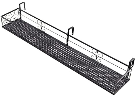 ZTZBFGM 100x25x12cm, Blumentopfhalter, Metall Balkon Hängen Blumenregal Eisen Balkon Hängenden Blumenregal Topfständer Pflanzenlager Geländer Regal Dekoration, Hängendes Blumentopf-Regal
