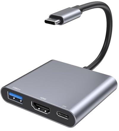 USB C to HDMI Adapter, Type C Hub Converter to 4K HDMI Output, 100W PD Fast Charging & USB 3.0 Port, USB-C Digital AV Multiport Adapter for iPhone 15/16 Series, iPad Pro, MacBook Pro/Air, Dell, HP etc