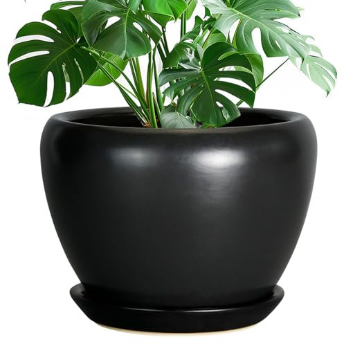 Ceramicfor Keramiktopf für Pflanzen, 25,4 cm, Schwarz