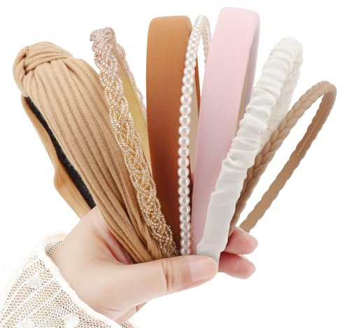 DRESHOW Bandeaux Tendance pour Femmes Différents Modèles Bandeaux Antidérapants Serre-tête en Perles Florales Bandeau Cheveux Rembourrés Accessoires de Cheveux Vintage pour Femmes et Filles