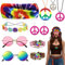 11 Stück Hippie Kostüm Accessoires Herren Damen,60er 70er Jahre Accessoire mit Peace Halskette Ohrringe Brille Stirnband Armbänder,Retro Hippie Accessoires für Fasching Karneval Motto Party