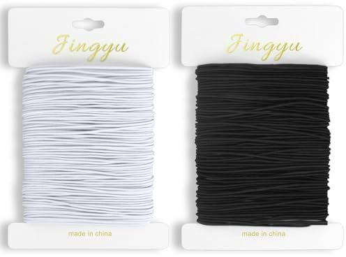 YSWOVUO 2pcs Filo per Braccialetti 1mm x 20m, Filo Elastico per Braccialetti Resistente, Rotondo Cordoncino per Collane Gioielli Fai da Te Perline Artigianato Decorazioni, Bianco e Nero