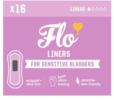 Flo Sensitive Bladder Bamboo Liners - 16 Pack | Discreet, Ultra-Thin, Hypoallergenic, Odour Control Protection
