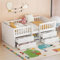 Halbhochbett Kinderbett mit 4 Schubladen & Rausfallschutz, Babybett Hochbett für Jungen & Mädchen, Kiefernholz Beistellbett mit Lattenrost, 90x200 cm (Weiß, 90x200)