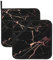 Black Rose Gold Marble Print Pot Holders Set of 2,Kitchen Women Men Cooking Baking Barbecue Microwave