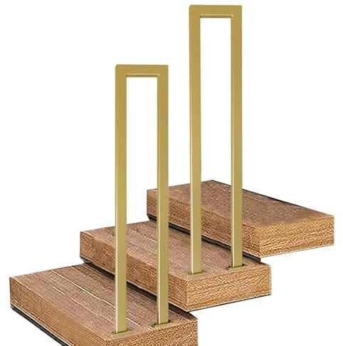 GUTUYEHKEA Geländer Goldener Treppengeländer-Handlauf, Übergangshandläufe for Zementbetonstufen und Holztreppen | 35 cm – 100 cm quadratisches Geländergeländer-Set(65cm(2.1ft))