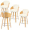 chairus Tabourets de Bar avec Repose-Pieds en Métal Lot de 4 Tabourets de Comptoir Velours Chaise Haute Bar avec Pieds en Bois pour Central Îlot, Beige-4