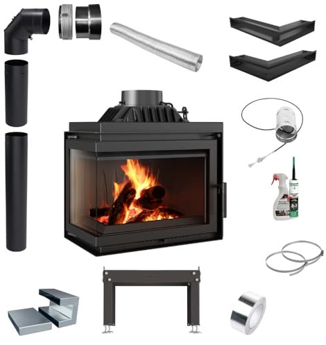 KRATKI Gusseisen Kamin Gusseisen 8kW Simple FI200 Set Gussofen, Schwedenofen Ekoprojekt BImSchV 2 EEK A