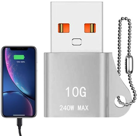 Adaptateur USB-A Mâle USB c Femelle avec Porte-Clés – Convertisseur o.t.g en d'Aluminium à 10 Gbps et Charge Rapide PD 240W | Compatible avec Téléphones Portables, Tablettes