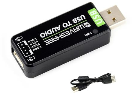 USB TO AUDIO Module USB Sound Card, External Audio Converter Compatible with Raspberry Pi/Jetson Nano, Support Recording and Playback Stereo Codec, Onboard Microphone and Speaker Header
