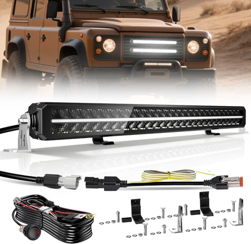 CO LIGHT Barre LED 32 160W 32000LM Rampe Offroad Longue Portée 1688M IP68 DRL Anti-Éblouissement 12V 24V pour Tracteur Camion 4x4 Quad SSV Homologuée ECE avec Kit de Câblage