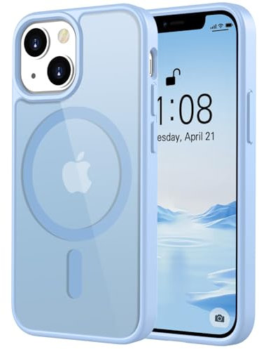 ORDA Magnetic Case for iPhone 13 mini Case Compatible with MagSafe,Military Shockproof Ultra Slim Translucent Matte,Scratch & Fingerprint Resistant -5.4 Light Blue