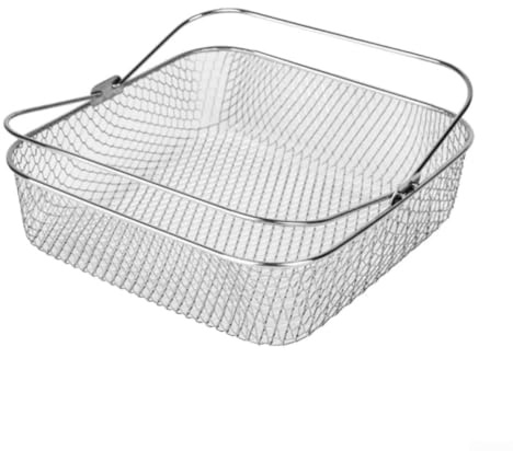 HaloModora Stainless Steel Square Air Fryer Basket for 5.8QT 6QT Air Fryer Accessories with Folding Handles, Deep Fryer Basket, Kitchen Colander