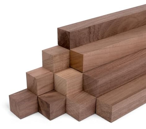 Woodsellers® 10er‑Set Holzleisten Nussbaum gehobelt 500 × 20 × 20 mm – Massivholzleisten naturbelassen & verleimfertig – für Möbelbau & Innenausbau