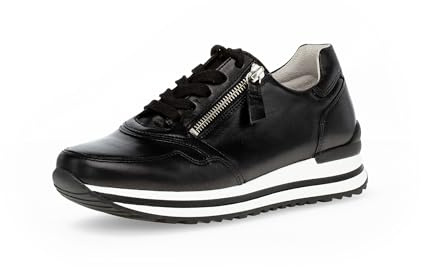 Gabor Damen Low-Top Sneaker, Frauen Sneaker,Komfortable Mehrweite (H),schwarz (27),44 EU / 9.5 UK