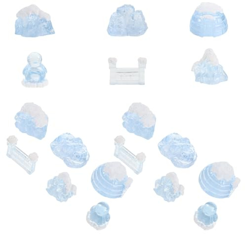 KOMBIUDA Kleiner Eisberg Mikrolandschaftsfigur aus Robustem Material – 18 Stück Arktisches Winterdekor mit Pinguin Iglu und Eisberg für Aquarium Feengarten und Torten Dekoration