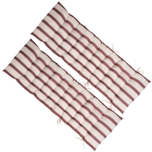 OHS Zero Gravity Chairs Sun Lounger Cushions Set of 2 Stripe Outdoor Cushions Soft Thick Comfy Waterproof Garden Seat Cushion with Top Cover & Ties Lounger Cushion, Chocolate/Cream - 160 x 50cm
