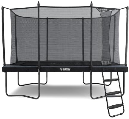 North Trampoline Pioneer Trampolin Outdoor mit Sicherheitsnetz und Leiter – Prämie Gartentrampolin für Outdoor – Hohe Sprungkraft mit S400-Federn – Werkzeugloser Aufbau – Robuster Rahmen