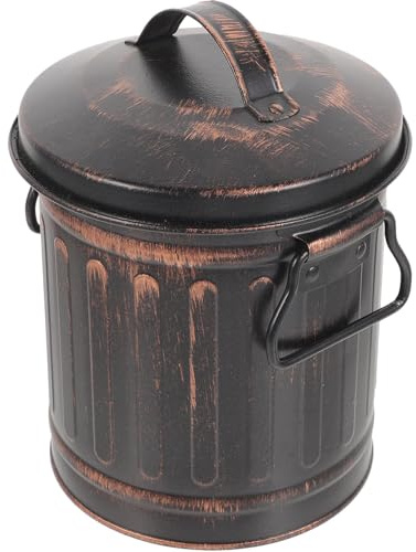 ADOCARN Iron Ash Bucket with Lid and Handle 2.2L for Kitchen and Fireplaces, Durable Charcoal Bin for Outdoor Barbecue and Paper Burning