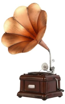 CAQYPVH Grammofono con Tromba Antichizzato Modello di Grammofono Vintage da Collezione Soprammobile per Scenografi, Collezionisti, Bronzo Antico, L