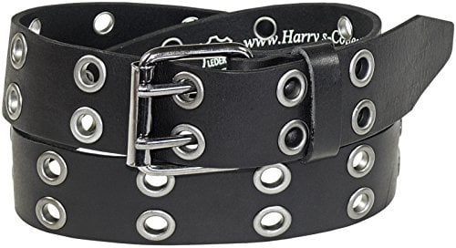 Harrys-Collection Damen Herren Ledergürtel aus Vollrindleder mit Doppeldorn, Bundweite:115, Farben:schwarz