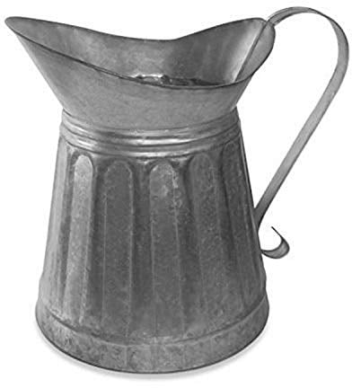 Colonial Tin Works CTW Metal Milk Pitcher Rustic Farmhouse Decor, Steel, 12-inch Height, one Size, Galvanized Silver