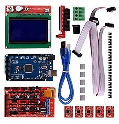 iHaospace 3D Printer Controller Kit Use for Arduino Reprap RAMPS 1.4 + Mega 2560 R3 + LCD 12864 Display Controller + 5pcs A4988 Stepper Motor Driver with Heatsink