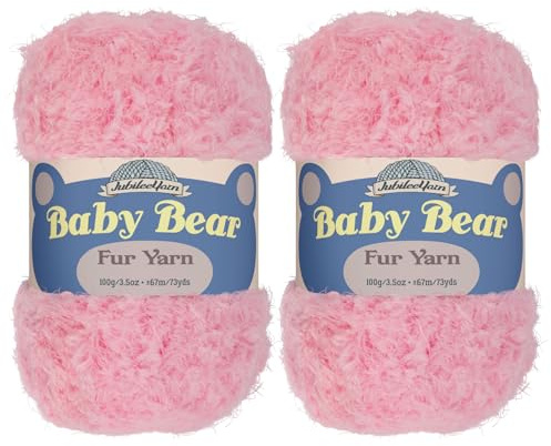 JubileeYarn Baby Bear Yarn - Chunky Weight Polyester Fur - 100g/Skein - Baby Pink - 2 Skeins