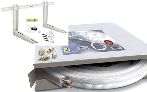 KIT tubi rame climatizzatore 1/4 3/8 5 mt raccordi staffa tubo condensa condizionatore
