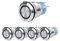 Larcele 19mm Momentaneo Pulsante Metallo con Indicatore Luce,DIY Pulsante On/Off,Testa Piatta,Impermeabile,5 pezzi JSANKG-07(Luz Blu)