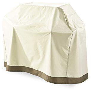 Lumaland Grillabdeckung Grill Abdeckhaube 165 x 63 x 125 cm - Wasserdicht - Reißfestes Oxford 600D Gewebe - 280 g/m² - Abdeckplane für Gasgrill BBQ - Wetterfest, UV-beständig, Ganzjahr - in Beige