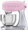 Smeg, Robot Pâtissier SMF02PKEU, 10 Niveaux de Vitesse, Fonction Mise en Marche Progressive, Bol 4,8 L, Verrouillage Moteur de Sécurité, Batteur Plat, Crochet et Couvercle Fournis, 800W, Rose