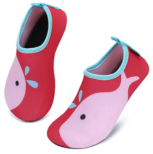SAGUARO Niños Niñas Escarpines Deportes Acuáticos Zapatos de Agua Descalzo Barefoot Respirable Calcetines de Natación Aire Libre Piscina de Playa Mar Calzado,American Rojo 20/21 EU