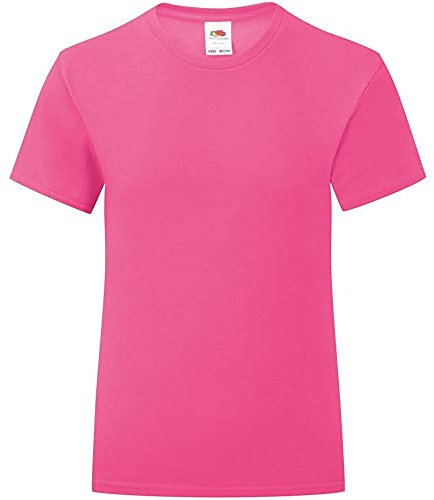 Fruit of the Loom Girls Iconic T-Shirt (5-6 Years) (Fuchsia Pink)