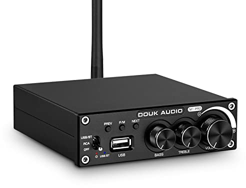 Douk Audio 320W Bluetooth 5.0 HiFi-Verstärker Empfänger 2.0-Kanal Stereo Power Amplifier Subwoofer Amp Mini Class D Integrierter Verstärker USB Music Player für Passivlautsprecher zu Hause (M1 PRO)