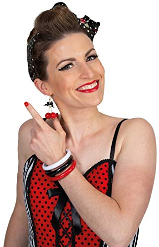 NET TOYS Stylische Rockabilly Armreifen 3 Stück - Schickes Damen-Kostüm-Zubehör 50er Jahre Armschmuck - Genau richtig für Fasching & Mottoparty