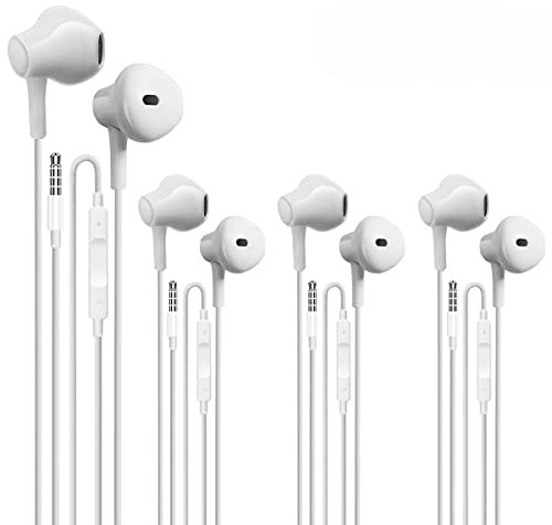 4 Pack Auriculares con Cable con Micrófono y Control de Volumen, Adecuados para Teléfonos Móviles, Tabletas, MP3 y Otros Dispositivos de Audio de 3,5 mm (3.5mm)