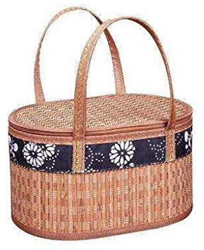 Picknickkorb mit großer Kapazität im Freien Tasche Bambus Picknickkorb Mit Deckel Und Beweglichen Griffe Osterkorb Tragbares Zusammenklappbares Großes Picknick Für Campingreisen Picknickkörbe Set Gesc