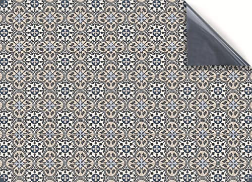 Stick & Go Repositionable Self Adhesive Dolls House Wallpaper 1:12 Scale (1 Sheet) - Vintage Floor Tiles Grey Blue - No. 163
