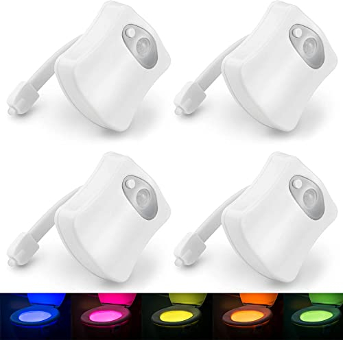 HAC24 4er Set LED Toilettenlicht mit Bewegungsmelder WC Nachtlicht Toiletten Lampe Beleuchtung Klolicht mit Farbwechsel Batterie