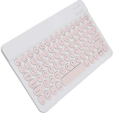 Clavier, Bluetooth 3.0 10 Pouces étanche à la Poussière Clavier Silencieux, Clavier sans Fil avec Capuchon Rond Adapté pour Tablette Smartphone Ordinateur(Rose)