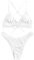ZAFUL Zugezogen Gerippt Fest Schnüren Hoher Schnitt Brasilianisch Bikini Set Gepolstert Zwei Stücke Badeanzug Bademode für Damen (G-Weiß,S)