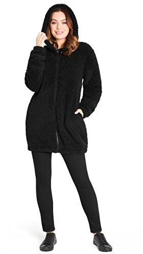 CityComfort Felpa Donna con Zip, Felpa Invernale in Pile Teddy, (Nero Lungo, XL)