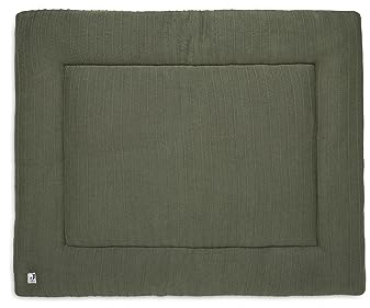 Jollein Krabbeldecke für Baby - Pure Knit, Leaf Green - Bio-Baumwolle - Laufgittereinlage - 75x95 cm - Spieldecke Baby - Dunkelgrün